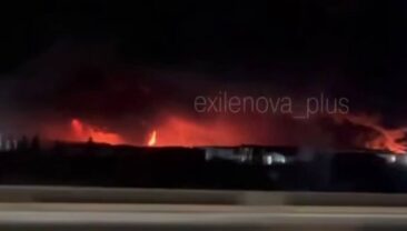 Пожар у заводу в Ростове-на-Дону після ракетної атаки