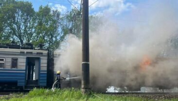 Пожежа в електропоїзді під Черкасами ліквідована