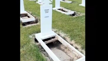 Провали на Меморіальному кладовищі у Київщині після сильного дощу